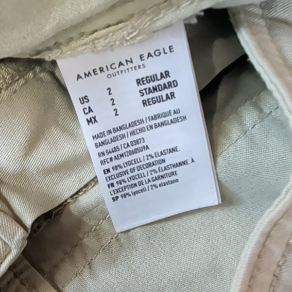 American Eagle Stretch Cargo Pants Women’s Size 2 Green Wide Leg - Picture 3 of 5